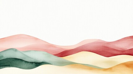 Aufkleber - Rustic watercolor concept. Abstract watercolor landscape with soft curves and pastel colors for artistic backgrounds.