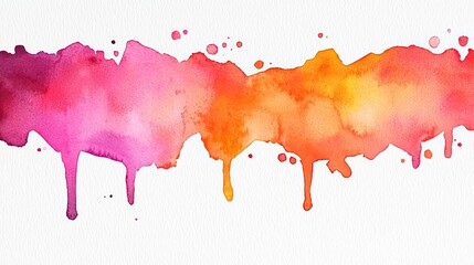 Poster - Splattered watercolor idea. A vibrant watercolor splash with pink and orange tones, perfect for artistic designs.