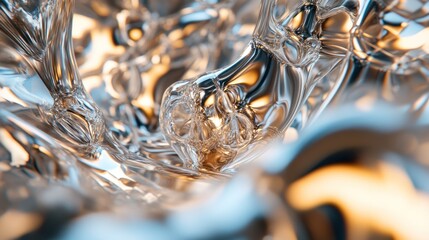 Poster - Abstract Liquid Metal Flow, Dark Background, Shiny Texture, Digital Art, Design Element