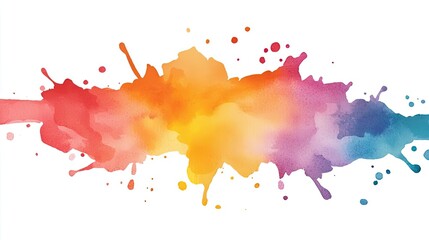 Poster - Splattered watercolor idea. A vibrant watercolor splash in bright colors, perfect for artistic designs.