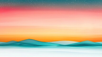 Poster - Starry watercolor idea. A stunning abstract landscape with vibrant hues blending seamlessly in the sky.