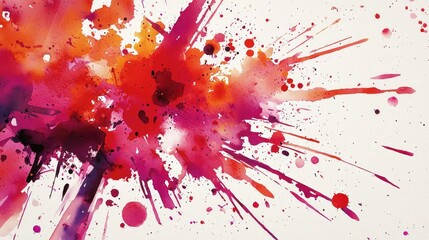 Poster - Splattered watercolor idea. Vibrant watercolor splashes in bold colors for artistic and creative projects.