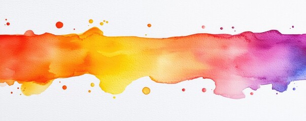 Poster - Splattered watercolor idea. Vibrant watercolor splash featuring a gradient of yellow, orange, and purple hues.