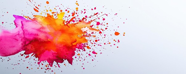 Aufkleber - Splattered watercolor idea. Vibrant watercolor splashes in pink and orange on a clean white background.