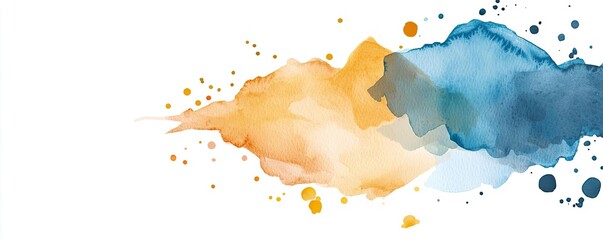Poster - Splattered watercolor idea. Abstract watercolor design with vibrant orange and blue splashes and delicate textures.