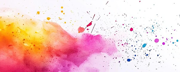 Aufkleber - Splattered watercolor idea. Vibrant watercolor splashes in pink, orange, and blue creating an artistic background.