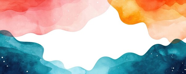 Poster - Starry watercolor idea. Colorful watercolor background with vibrant hues and a blank space for text or artwork.