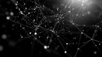 Poster - Abstract network, digital connections, dark background, glowing, tech concept