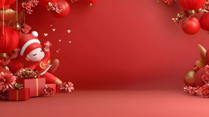 Leinwandbilder - Warm and elegant Valentine s Day backdrop featuring dreamy bokeh lighting effects with a blend of golden and red tones creating a romantic and captivating atmosphere