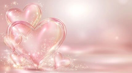 Poster - Beautifully Designed Minimalist Light Pink Valentine s Day Banner with a Large Central Heart and Subtle Glowing Effects Perfect for Holiday Cards and Romantic Themes