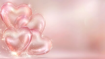 Aufkleber - Elegant and stylish Valentine s Day banner featuring overlapping heart patterns soft pink and red color palette glowing accents and delicate textures for a romantic and sentimental design