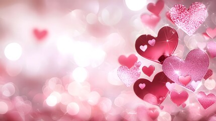 Aufkleber - Vibrant heart shaped in various shades of pink red and other colors dynamically arranged against a luminous gradient backdrop evoking a cheerful and romantic vibe for Valentine s Day and festivities