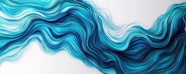 Poster - Water watercolor concept. Abstract flowing lines in blue tones creating a sense of movement and tranquility.