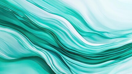 Poster - Water watercolor concept. A soothing abstract background with flowing turquoise waves and gentle curves.