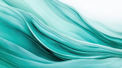Poster - Water watercolor concept. Abstract teal waves create a soothing and elegant visual effect.