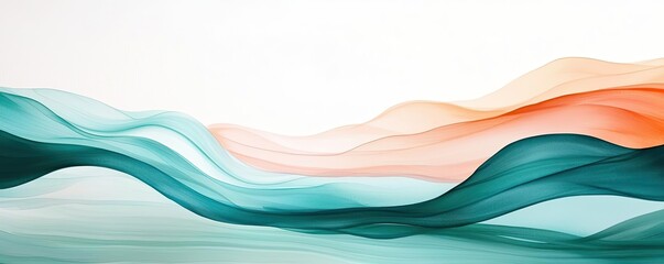 Poster - Tropical watercolor idea. Abstract flowing waves in soft colors, perfect for backgrounds and creative designs.