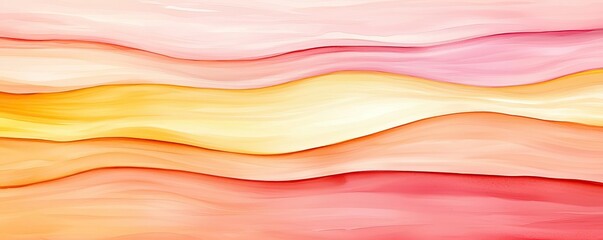 Poster - Water watercolor concept. A vibrant abstract wave pattern in soft hues of pink, yellow, and orange.