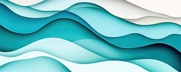 Poster - Water watercolor concept. Abstract waves in shades of blue create a calming and modern design element.