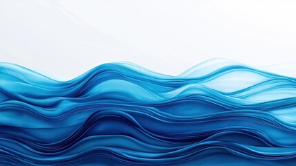 Poster - Water watercolor concept. Abstract waves of blue water, flowing gracefully with a serene and calming effect.