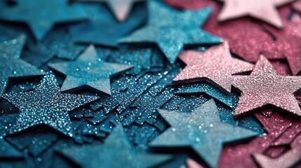 Aufkleber - Starry watercolor idea. Colorful glitter stars in various shades create a sparkling visual effect.