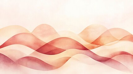 Poster - Rustic watercolor concept. Abstract wave patterns in soft red and pink hues creating a calming visual experience.