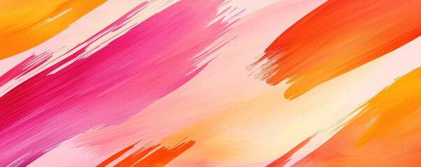 Poster - Splattered watercolor idea. A vibrant abstract background with bold pink and orange brush strokes.