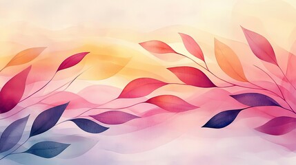 Aufkleber - Rustic watercolor concept. A vibrant abstract design featuring colorful leaves and flowing shapes.