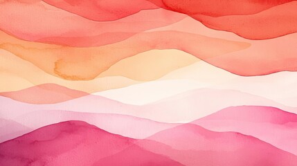 Poster - Rustic watercolor concept. Vibrant watercolor waves in shades of red, pink, and peach create a calming background.