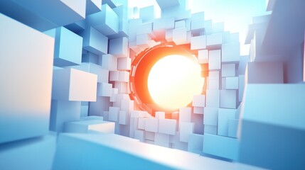 Poster - Abstract portal, light, cube, digital, background, future, technology, design