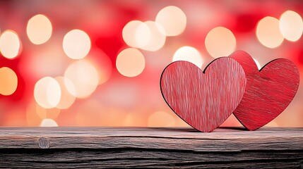 Aufkleber - Stylish Valentines Day text displayed on a rustic wooden surface illuminated by dreamy bokeh lights in shades of pink and red creating a cozy and festive atmosphere for a romantic