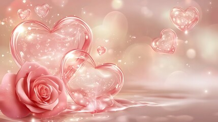 Aufkleber - Beautifully Designed Love Letter Envelope with Intricate Heart Motifs and Fresh Red Rose Lying Nearby on a Dreamy Romantic Background with Bokeh and Soft Glow