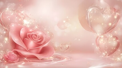 Aufkleber - Romantic setup featuring a red rose love letter envelope and glowing bokeh accents in a soft warm and dreamy background for Valentine s Day anniversary gifts