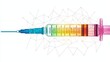 © Mimercy - A colorful medical syringe representing health and medical advancements, surrounded by a network of connections.