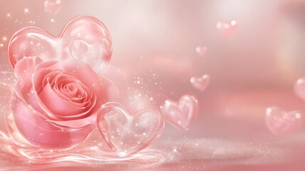 Aufkleber - A beautiful red rose resting beside a romantic love letter envelope decorated with soft heart patterns highlighted with a warm glowing backdrop creating an atmosphere of love and affection