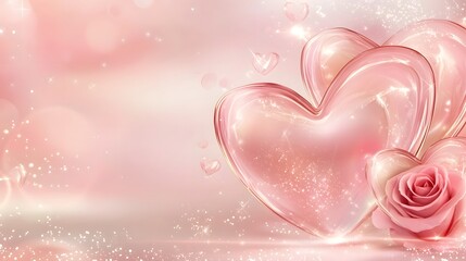 Aufkleber - Elegant heart shaped envelope with a delicate red rose seal set against a soft pastel gradient background with dreamy feminine details  This image evokes a sense of romance love and tender affection