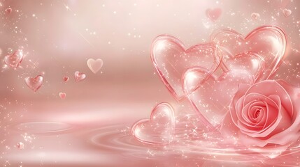Aufkleber - Romantic Valentine s Day greeting card or love letter envelope adorned with heart shaped with a single red rose and soft warm lighting creating a dreamy affectionate ambiance