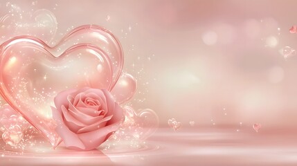 Aufkleber - Elegant Valentine s Day envelope with a subtle heart design and a single red rose glowing softly on a dreamy anniversary background  The image evokes a sense of romance love and