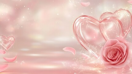 Aufkleber - Heart themed love letter envelope with a red rose complemented by scattered rose petals and soft gradient lighting creating a romantic elegant