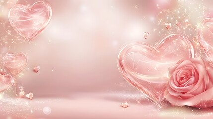 Aufkleber - A beautifully crafted love letter envelope featuring an intricate heart design in soft shades of pink paired with a glowing red rose and sparkling elements