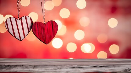 Poster - A stunning arrangement of vibrant heart shaped in bold tones glowing against a radiant gradient background setting a festive mood for Valentine s Day