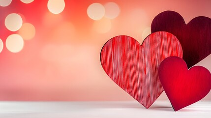 Poster - Stunning arrangement of vibrant heart shaped in bold tones glowing against a radiant gradient background setting a festive mood for Valentine s Day