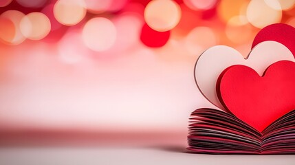 Poster - Radiant and lively heart shaped designs in an array of bold colors layered on a vibrant gradient background ideal for romantic and cheerful