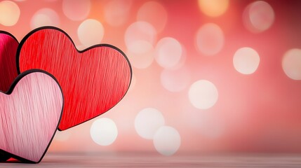 Poster - Radiant and lively heart shaped designs in an array of bold colors layered on a vibrant gradient background perfect for romantic and cheerful