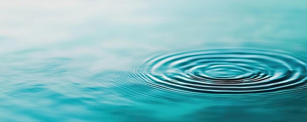 Poster - Water watercolor concept. Calming water surface with ripples, creating a serene and tranquil atmosphere.