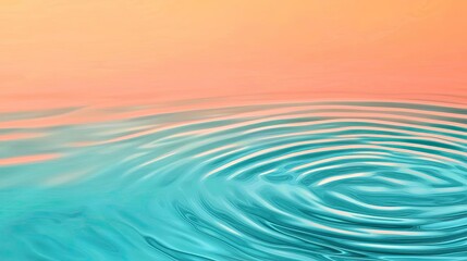 Poster - Water watercolor concept. A serene water surface reflecting soft colors of a tranquil sunset.