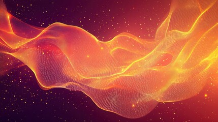Poster - Orange energy wave, cosmic background, digital art, website banner