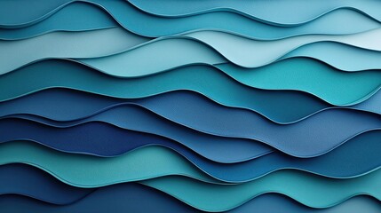Poster - Water watercolor concept. Abstract waves of blue and green layered materials creating a soothing visual effect.