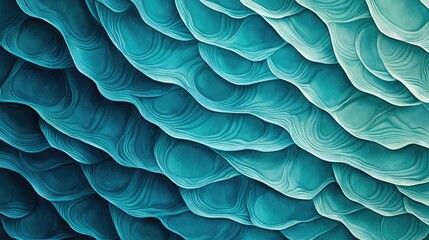 Poster - Water watercolor concept. Abstract layered texture in soothing teal tones, perfect for backgrounds and designs.