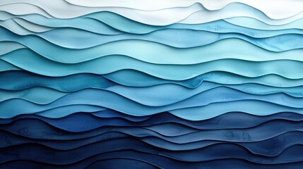 Poster - Water watercolor concept. Beautiful abstract wave pattern in calming shades of blue and white, perfect for backgrounds.