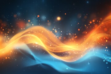 Wall Mural - luminous wave abstract: fiery orange and cool blue swirls